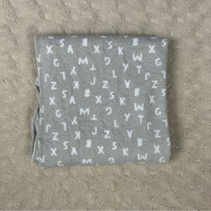 Gerber Gray White Alphabet ABC Baby Receiving Blanket Flannel Cotton Letters